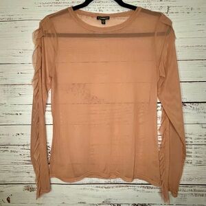 Express Sheer Blush Long Sleeve Top